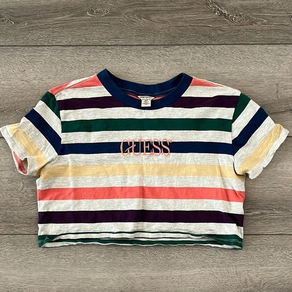Guess cropped stripe Tshirt size small - Picture 2 of 4